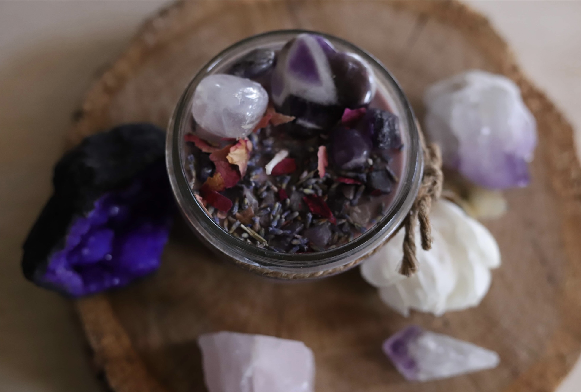 Healing Herb and Crystal Candle